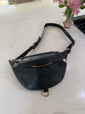 Black Monogram Leather Belt Bag or cross body bag fully adjustable